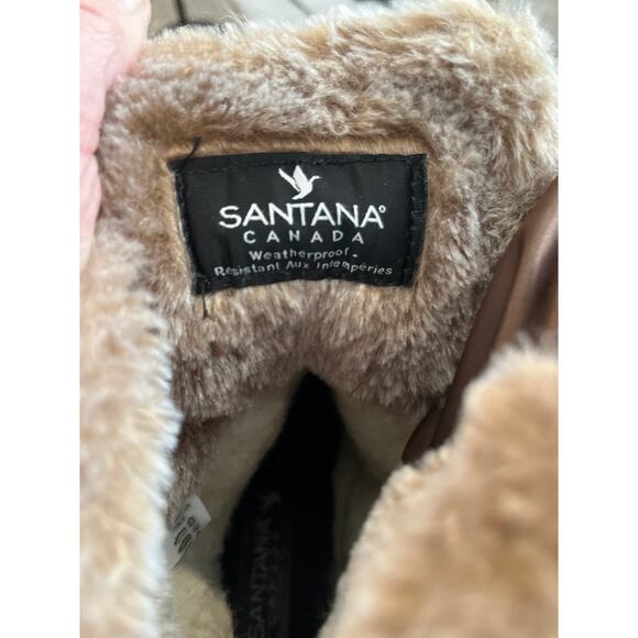 Santana Canada Brown Leather Faux Shearling Winter Snow Boots Women’s 10 - Picture 8 of 8